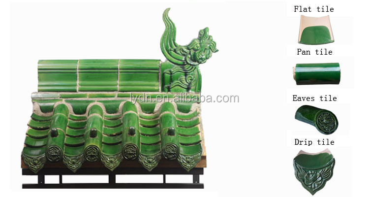 Dark Green Asian Style Roof Tiles Perfect for Antique Building Materials in Garden Buildings