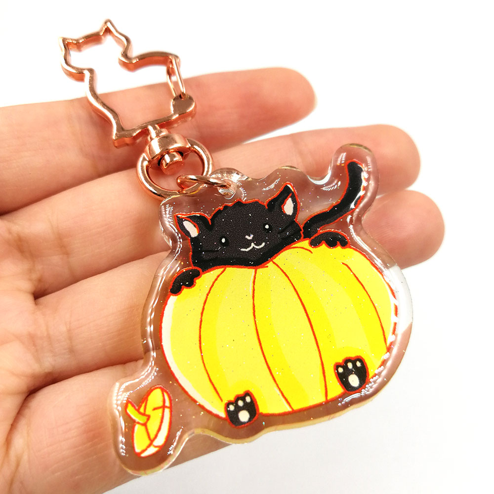 Custom halloween design double epoxy coated charm acrylic glitter cartoon charm for kids festive gifts