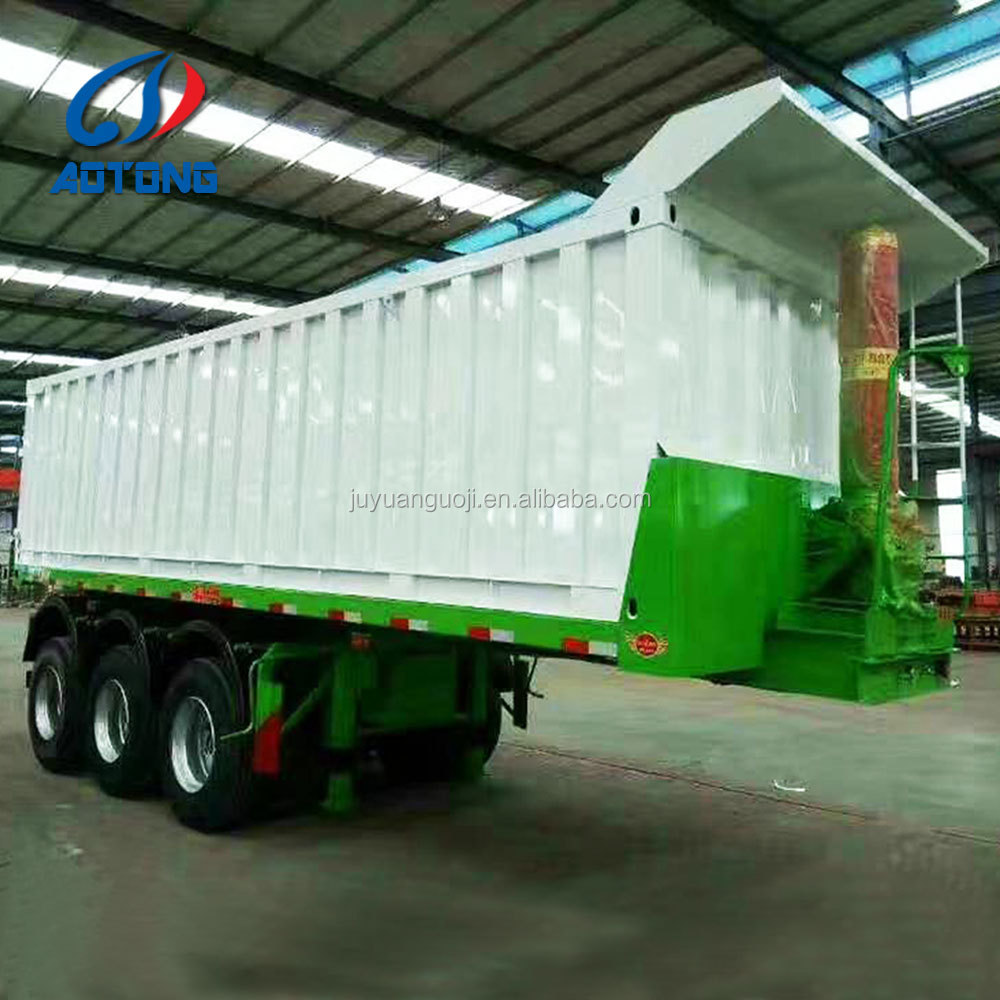 AOTONG 2 axles 20ft hydraulic lifting dump trailer/ container tipper trailer for hauling
