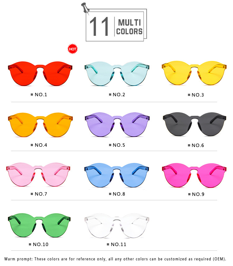 Colorful One Piece Lens Transparent Round Retro Hot Sale Sunglasses