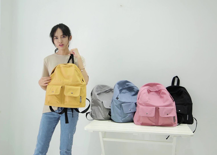 Promotional Custom Cheap Khaki Cute Vintage Outdoor Computer Canvas Sports Backpacks Wholesale With Button Pockets