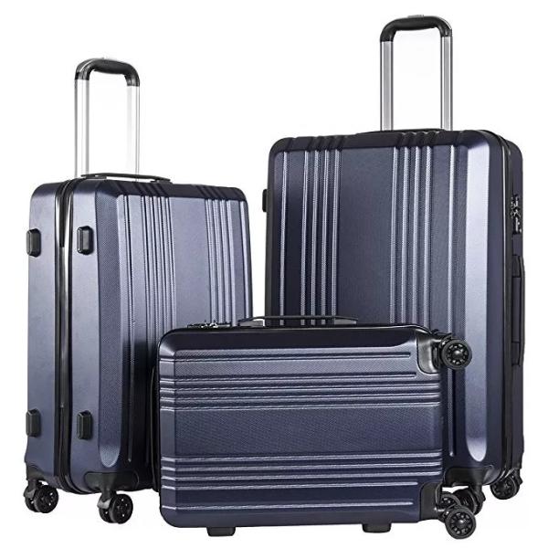 ABS Waterproof Travel Luggage Hardside Trolley Suitcase Double Zipper TSA Lock 4