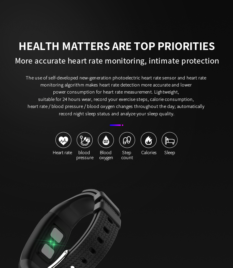 T15 Heart Rate Blood Pressure Oxygen Ladies Watch Waterproof IP67 Touch Screen Smart Bracelet