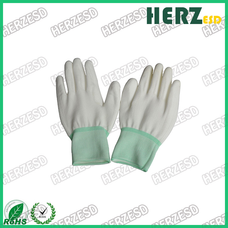 Breathable ESD Hand Gloves Knitted Nylon Material With PU Coated Finger Tip