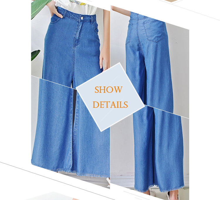 Loose Fit High Waist Denim Wide Leg Jeans Bell Bottom Trousers For Young Ladies