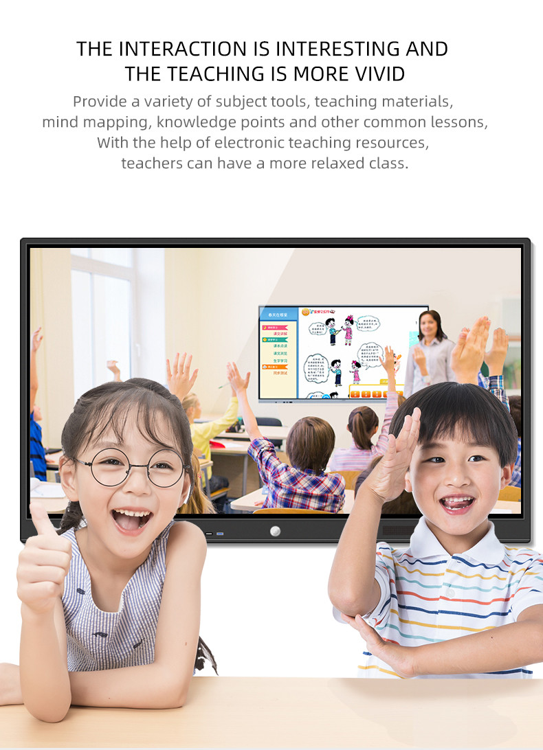 75" Wall Mounted Mobile Touch Screen Interactive Whiteboard