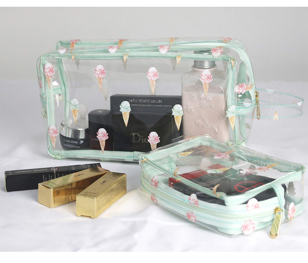 Ice Cream Print Transparent PVC Cosmetic Toiletry Bag