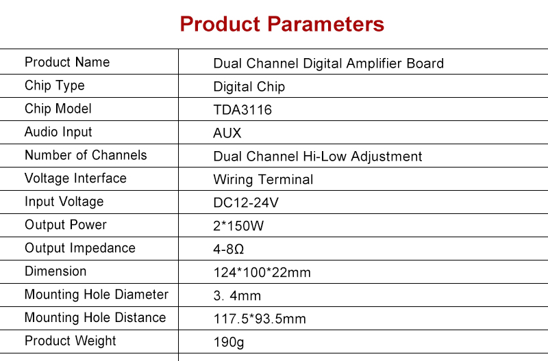 2 Channels Professional Amplifier TPA3116D2 2*150W Digital Audio Board for Amplifiers