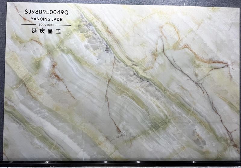Light Green And White Firebrick 900x1800x9mm And Scratch-Resistant Polished Porcelain Glazed Tile Indoor Floor For Bathroom And Bedroom