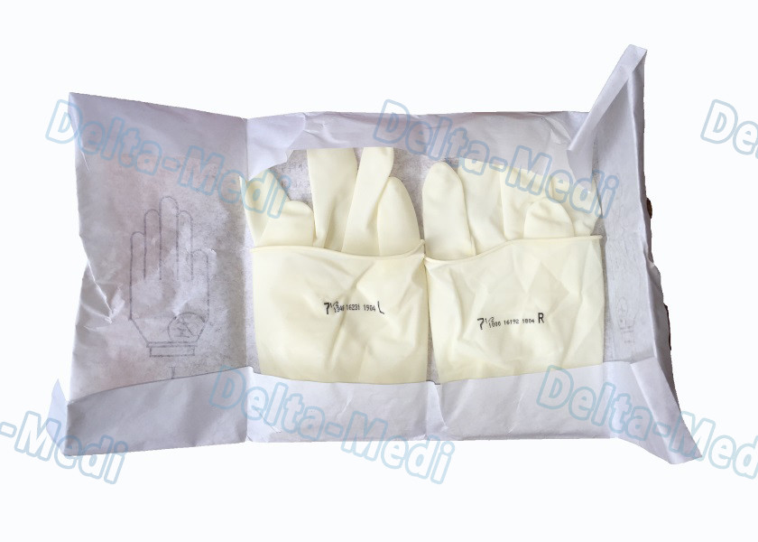 Sterile Latex Disposable Surgical Gloves Powder Free White Color For Hospital