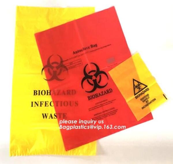 Biohazard Bag Linear Low Density, Red Isolation Infectious Waste Bag, Zip