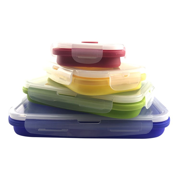 Amazon hot selling microwave oven collapsible silicone folding leakproof food container bento lunch box