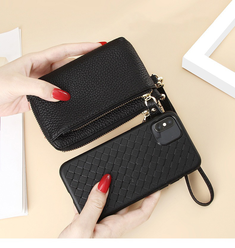 Availiable Sample Leather Women's Coin Purse with Zipper Closure