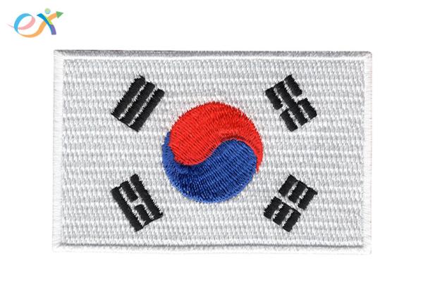 Korea Ireland Flag Embroidered Military Patches Rectangle Shape For Garment