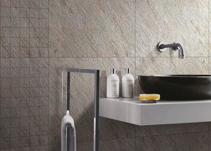 600*600mm Stone Effect Porcelain Wall Tiles Light Grey Color 10mm Thick