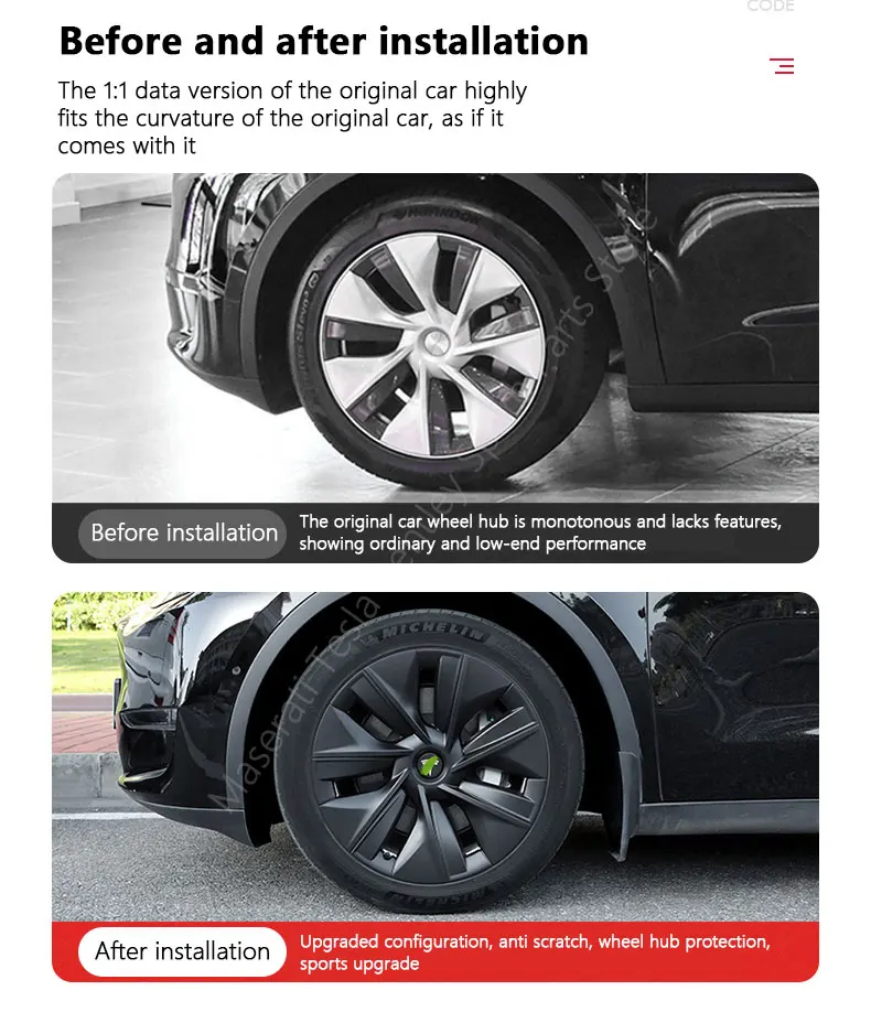 Wheel Hub Cover Cap for Tesla Model 3 Y Modified Protective Cover Decorative Accessories Non-Destructive Installation