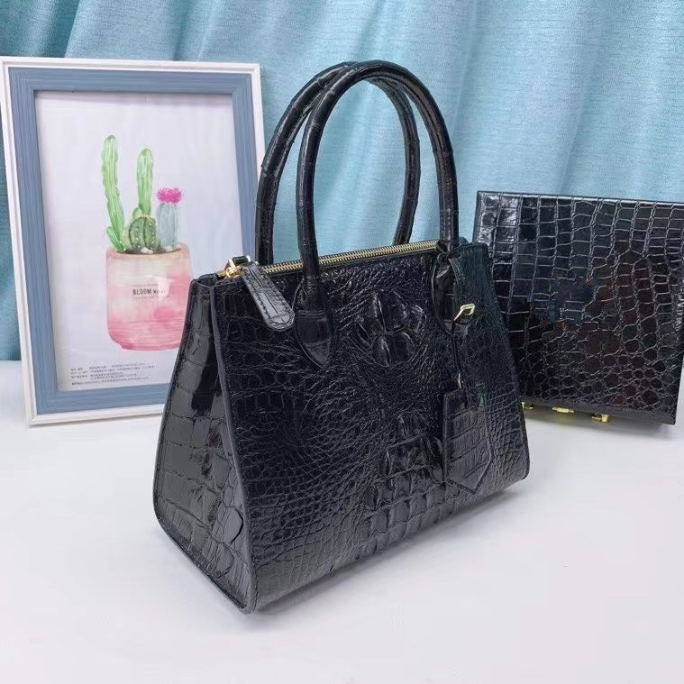 Genuine Alligator Skin Women Small Totes Tag Purse Shoulder Bag Authentic Real Crocodile Leather Lady Top-handle Handbag