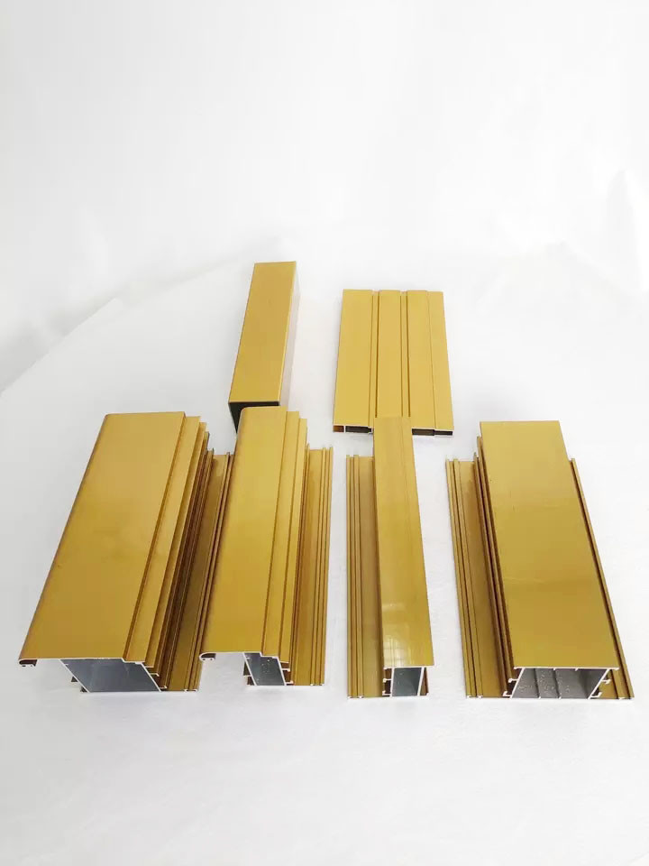 Gold Anodizing Aluminum Windows Door Extrusion Profiles 1.3mm Thickness