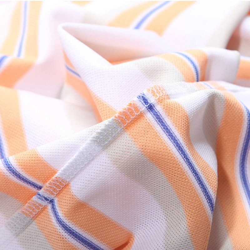 87% Polyester Golf Yellow And White Striped T Shirt Business Casual Collared Shirt