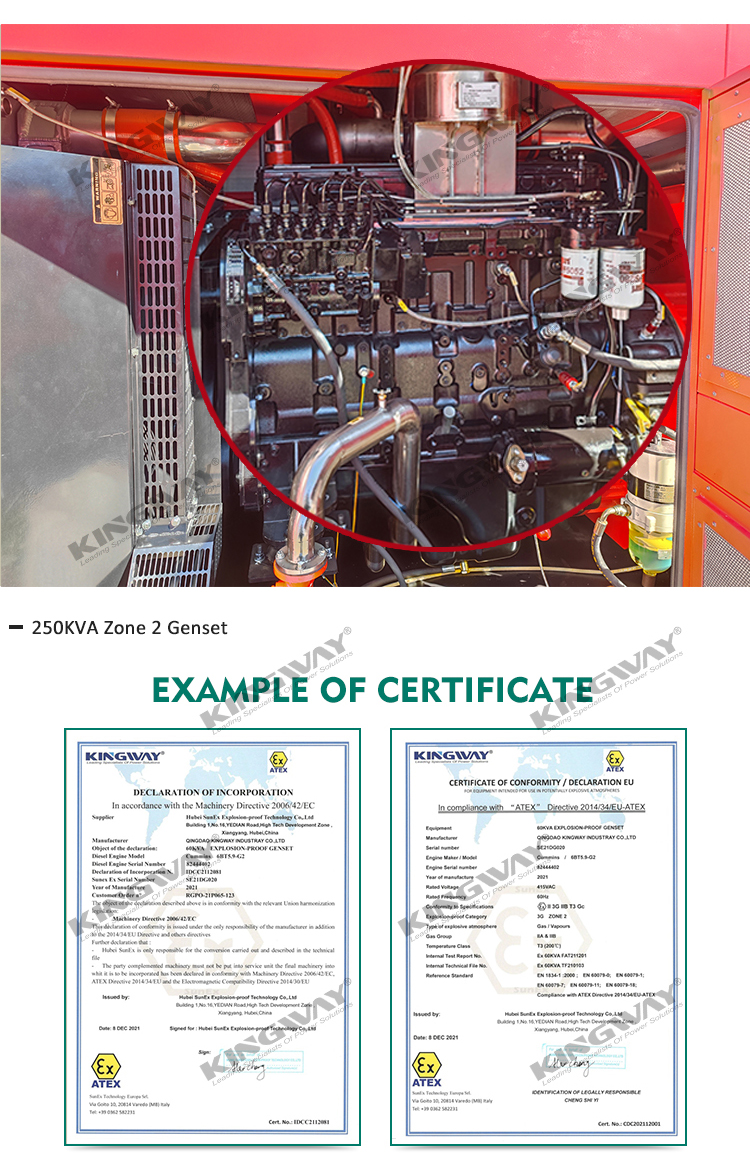 Supply 100kva 80kw 400v 50hz 3 phase 4 wire explosion proof ATEX diesel generator