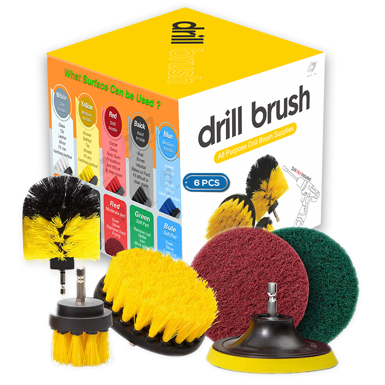 6 Pcs Electric Drill Brush Nylon PP Filament For Bathroom Surfaces