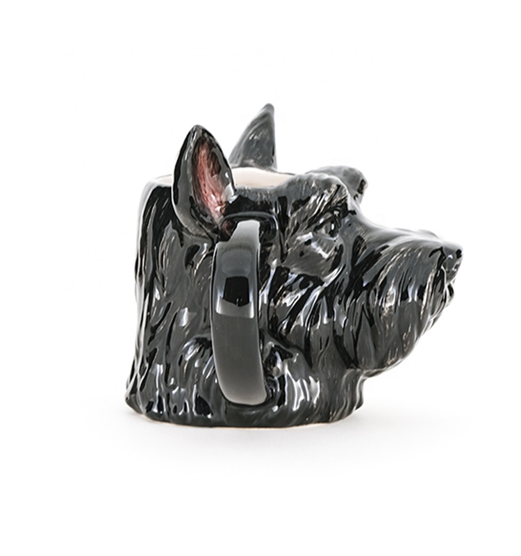 3d Animal Mug Cute Earthenware 3d Black Dog Shaped Design With 3D Handpaint