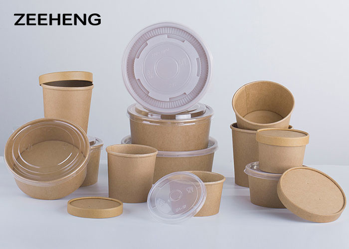 Food grade customized take away disposable paper soup cups with paper lids