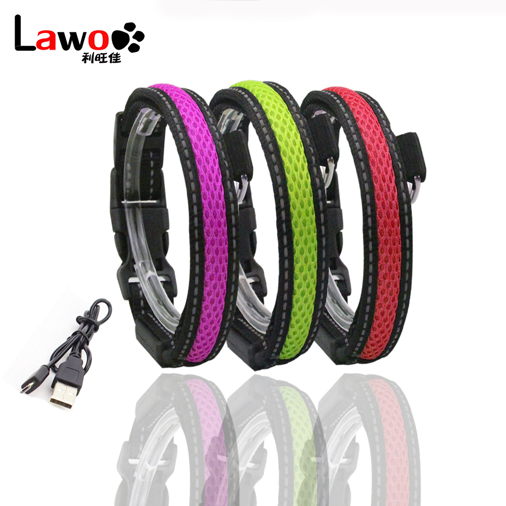 Waterproof Flashing Dog Collar , Nylon Material Safety Rechargeable Petsafe Dog Collar