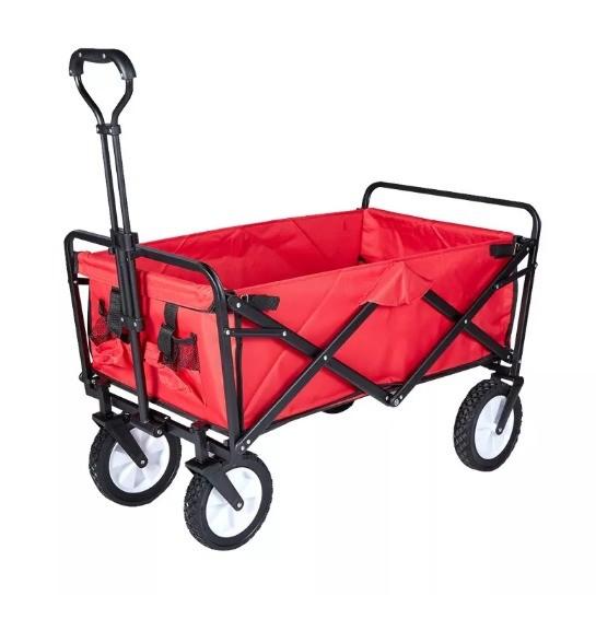 Green Heavy Duty Foldable Wagon Hand Truck with Universal Wheels and Load