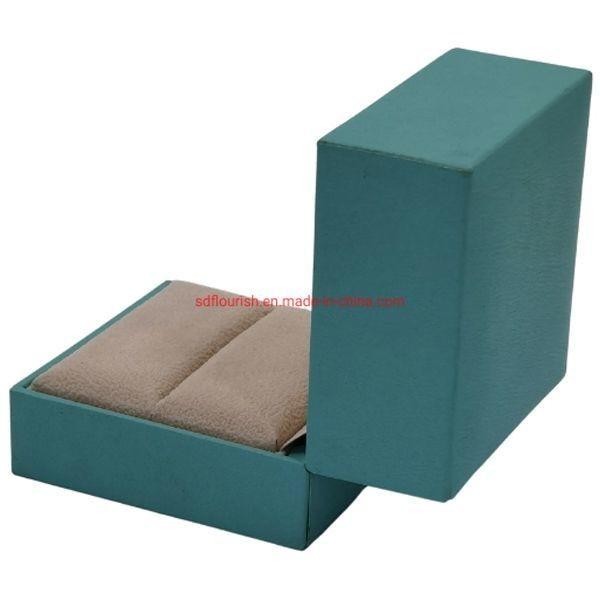 Clamshell Design Elegant Green Color Rigid Cardboard Proposal Ring Gift Box in