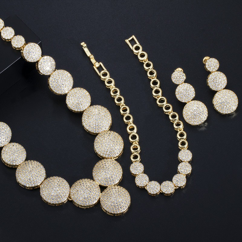 Luxury Jewelry Full Crystal Cuban Chain Bracelet Necklace Hiphop CZ Jewelry Chain Necklace Bracelet Earring jewelry sets