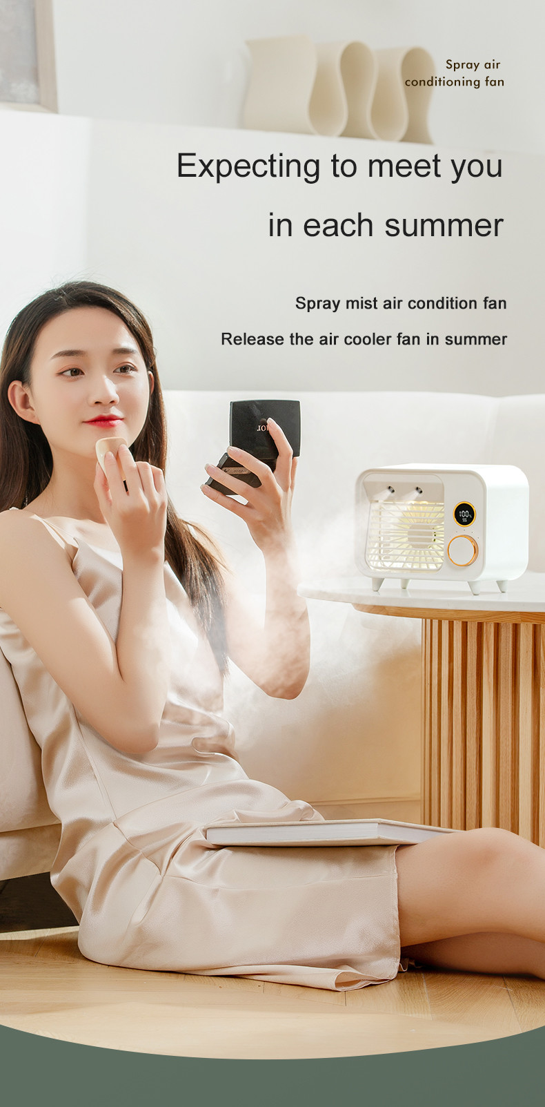 Mini Air Cooler Fan 2000mAh Ics Battery Powered Air Conditioner
