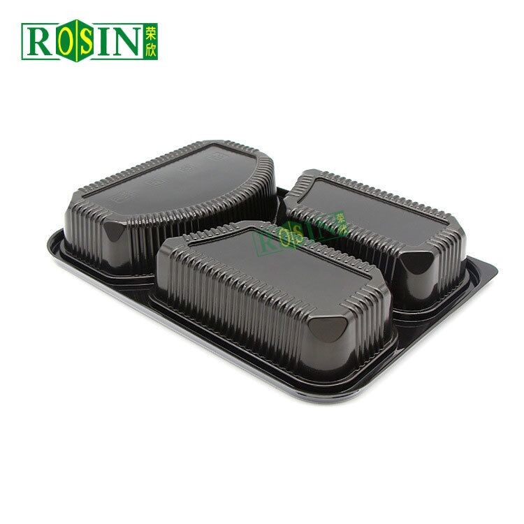 Thickened Plastic PP 3 Compartment Lunch Containers Transportation With Lid