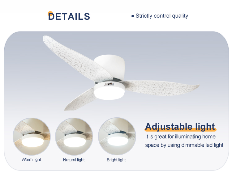 Low Ceiling 52 Inch LED Ceiling Fan with Smooth Operation and Flush Design