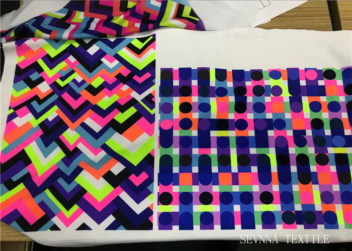 Warp Knitted Polyester Swimsuit Fabric , Colorblock Swimsuit Material Fabric