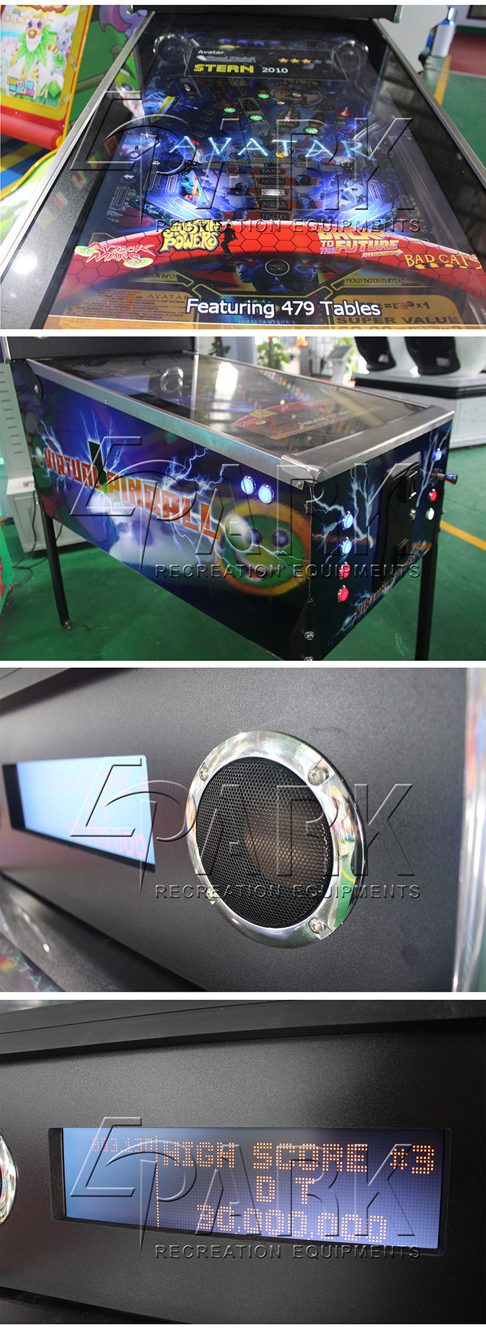 Virtual Pinball Video Redemption Game Machine Coin Operated With 3 Screens
