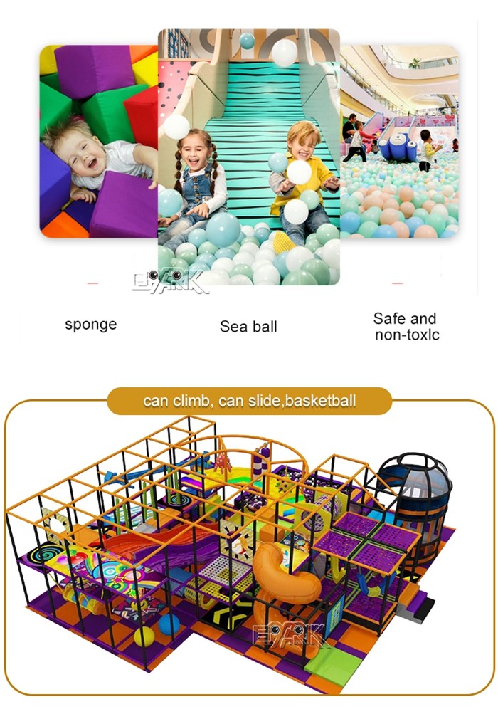 Kids Trampoline Center Soft Play Indoor Playground With Tube Slide Ocean Ball Pit