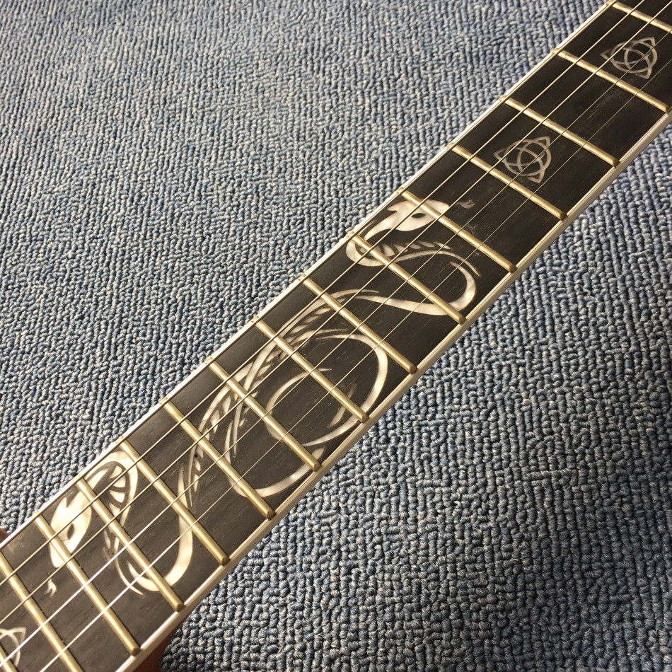 Custom guitar, carved dragon pattern, ebony fingerboard, free shipping