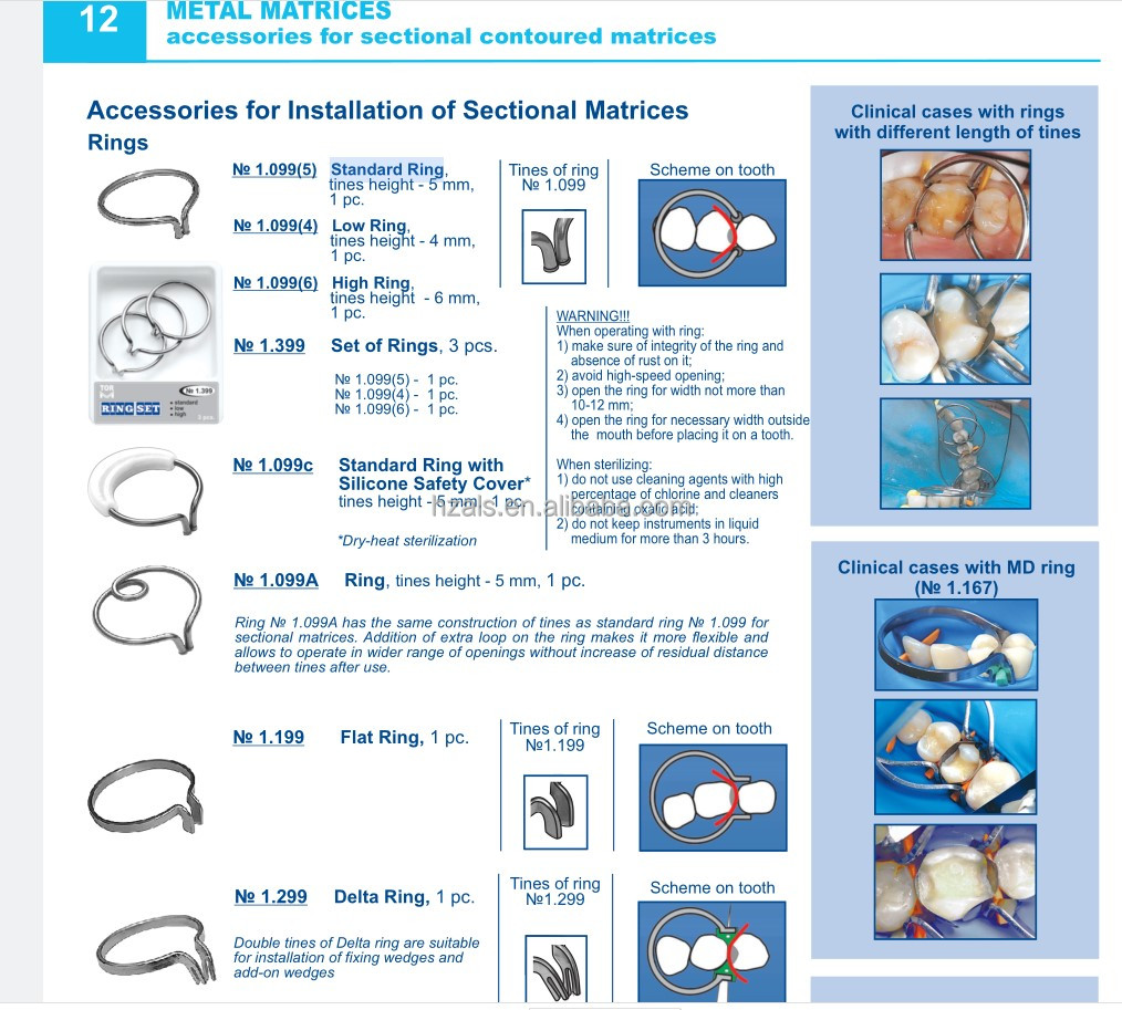 ce certified Dental Restoration Products Materials TOR VM Set of Rings 1.399 /Rings for Sectional Matrices Installation