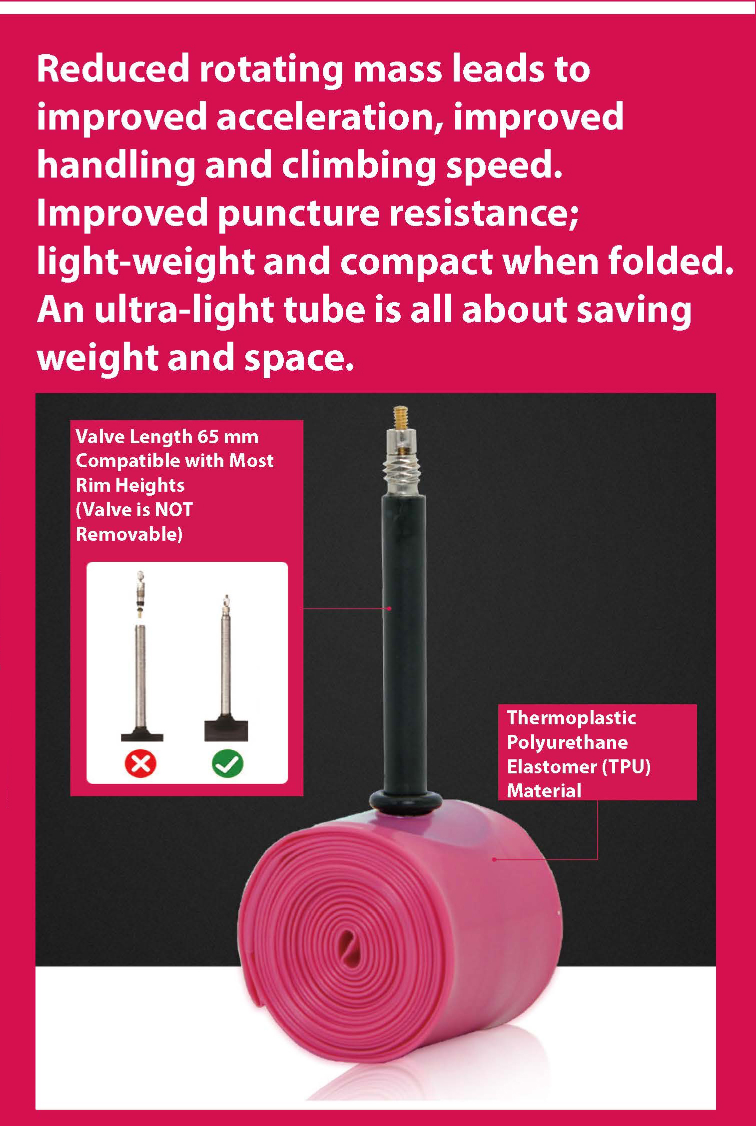 22-28 inches Inner Tube for Custom Road Bike in Pink or OEM