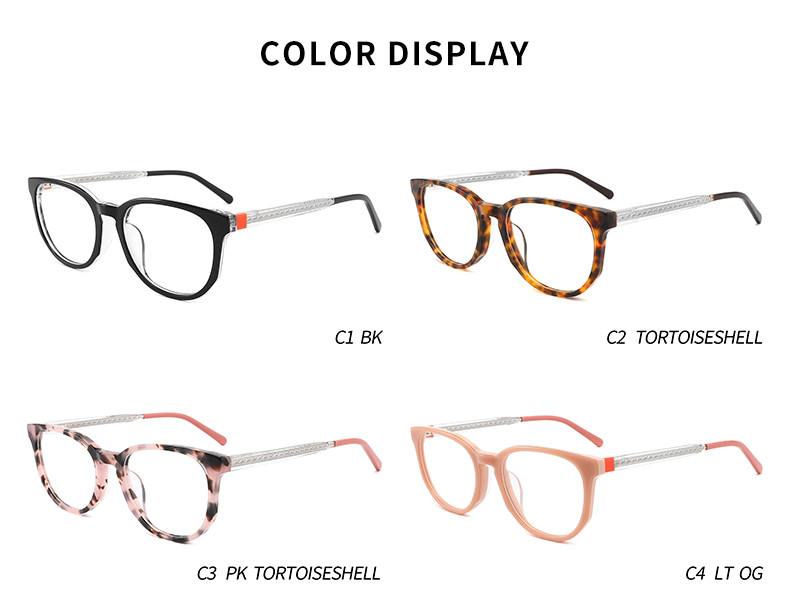 Retro Eyeglasses Unisex Round Acetate Glasses Non Prescription AC Lens