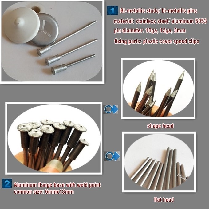 M3x65mm Bi-Metallic Capacitor Discharge Cd Weld Pins With Aluminum Flange For Marine Insulation