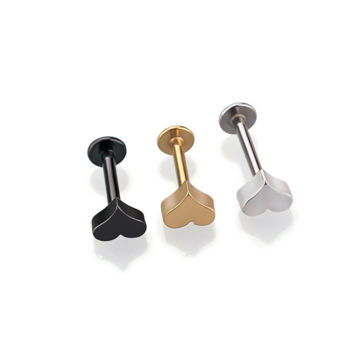 Heart shaped lip ring stainless steel body piercing jewelry labret ring