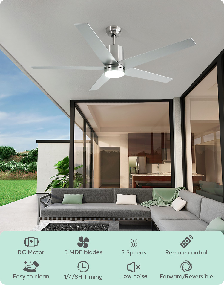 5 MDF Blades Fancy 56 Inches LED Ceiling Fan with 5 Speed Choice and High CRI Ra 100