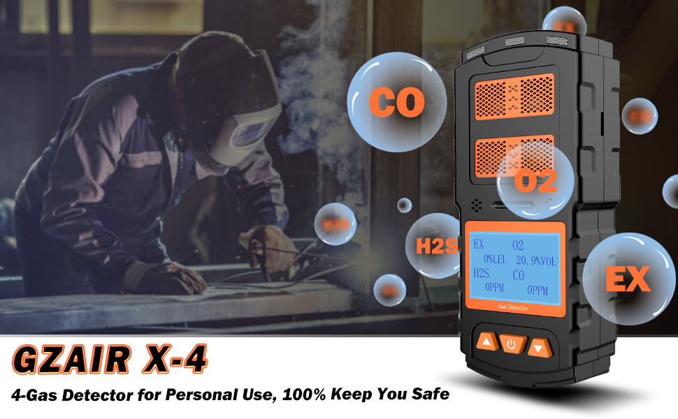 Electronic Portable Toxic Personal Multi Gas Detector 4 Gas Monitor For Industrial Safety