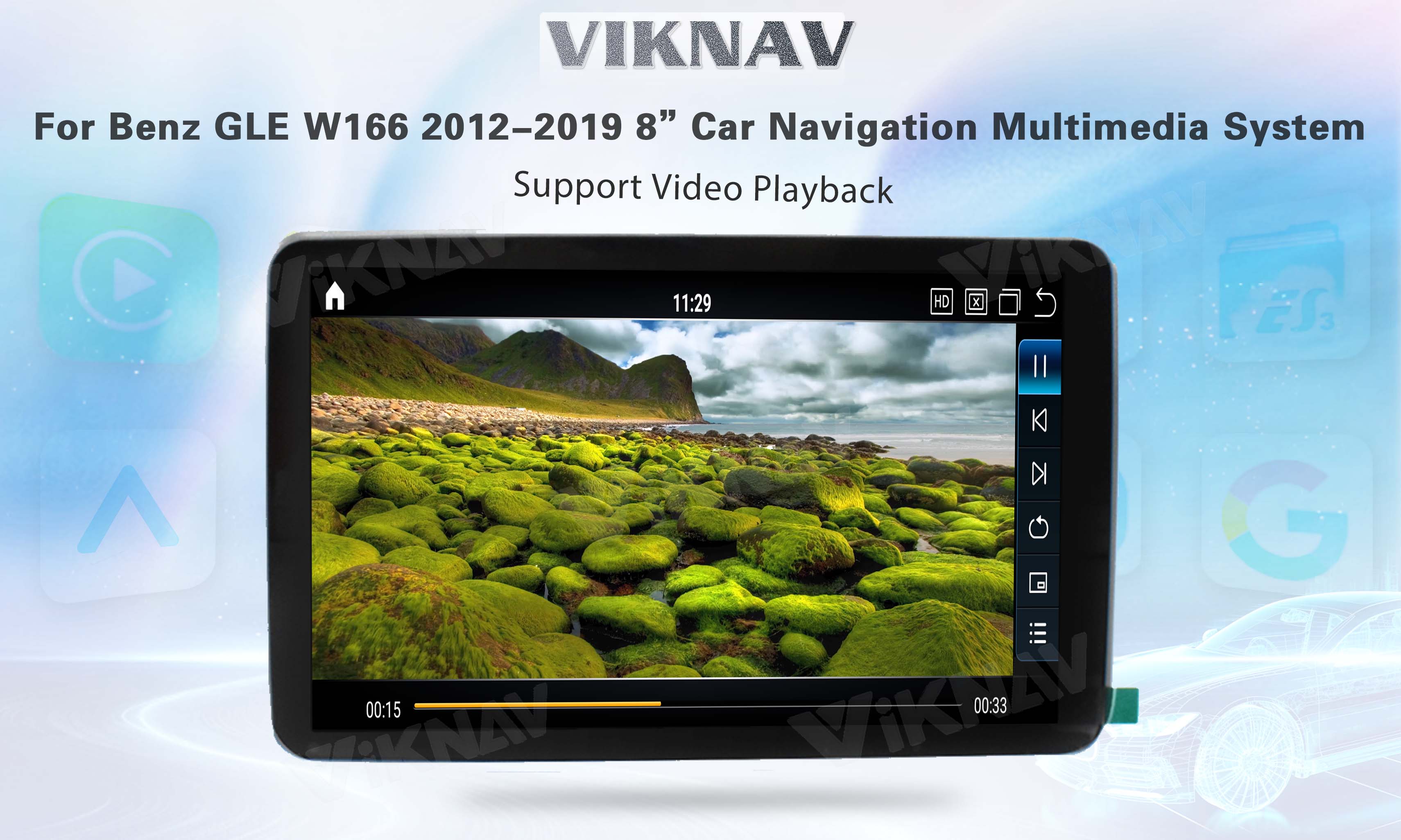 Viknav Car Radio For Mercedes Benz GLE GLS GL ML W166 X166 2012-2019 Vertical Screen HD LCD Touch Screen (NTG 4.5)