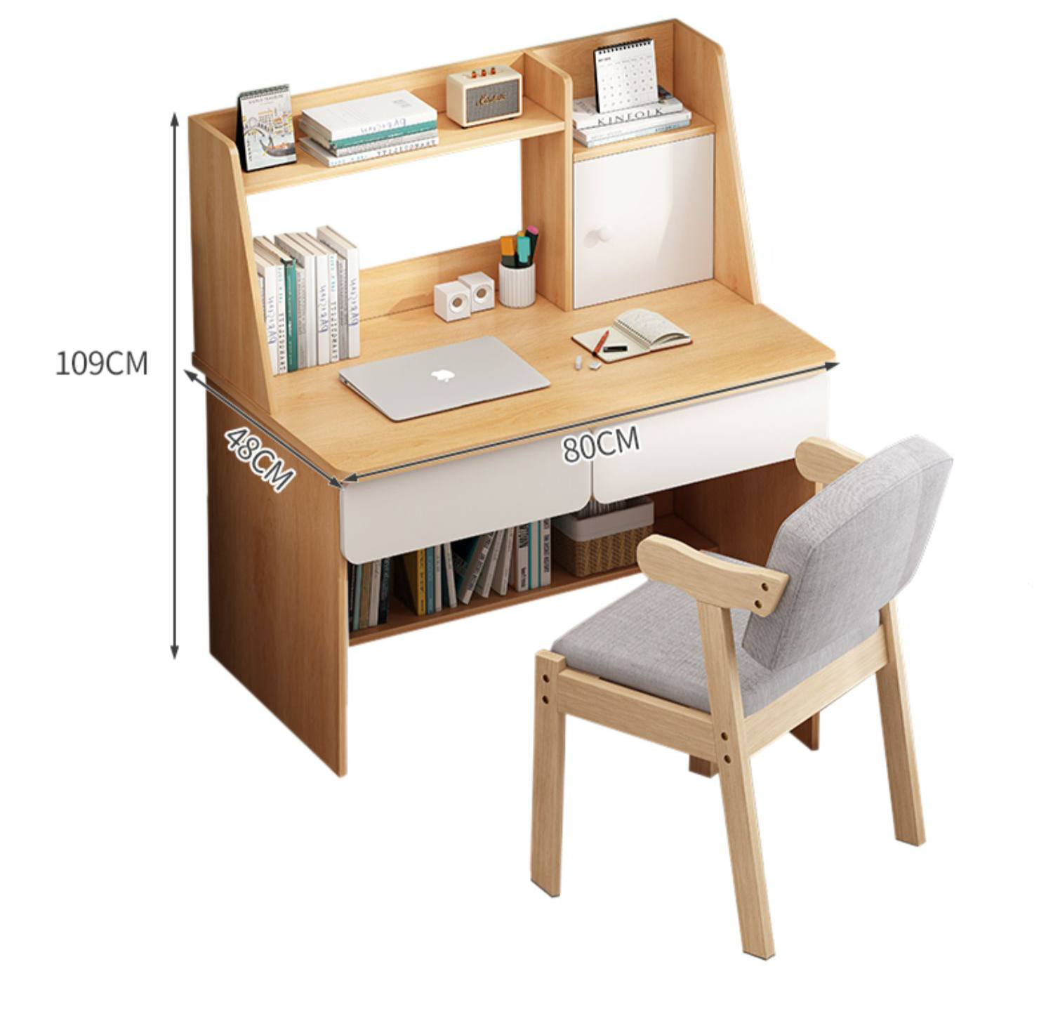 Study Bookshelf Combination Home Office Desk with Multifunctional Table and Simple Design