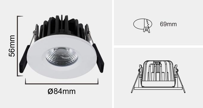 Matt White 3000K Die Cast Aluminum Bezel Changeable Led Ip65 Downlights