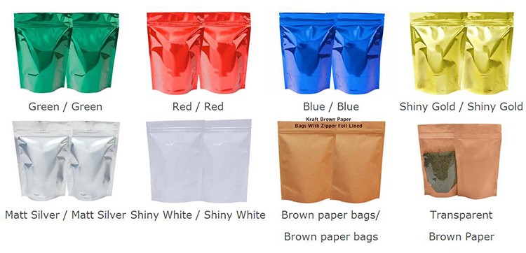 Custom printed reusable standing k bags for cookie chips