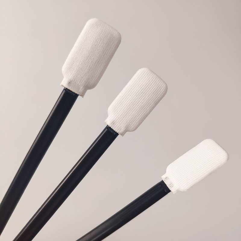 Cleaning Black Handle Double Layers Polyester Swabs 100pcs/Bag